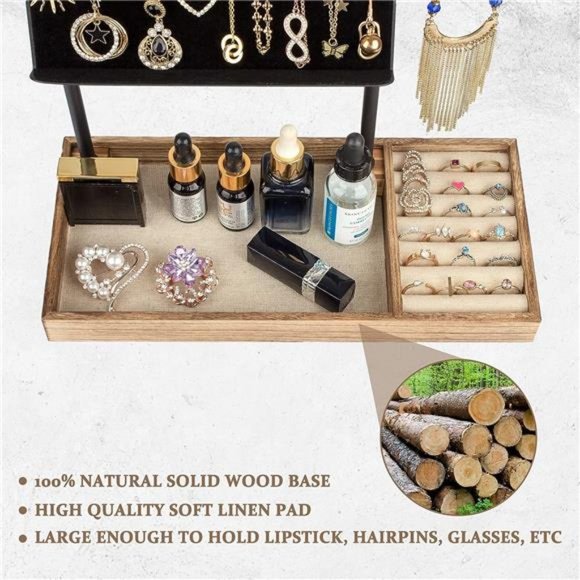 Jewelry Organizer, Jewelry Stand with Necklace Display Holder 3 Tier Organizer - Picture 4 of 7